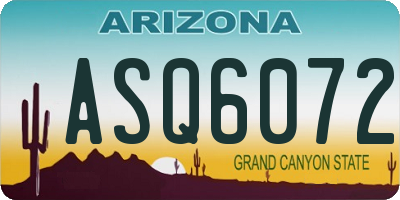 AZ license plate ASQ6072