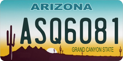 AZ license plate ASQ6081