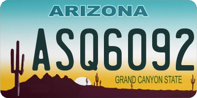 AZ license plate ASQ6092