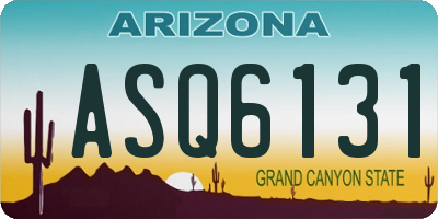 AZ license plate ASQ6131