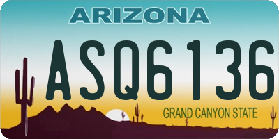 AZ license plate ASQ6136