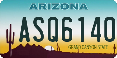 AZ license plate ASQ6140
