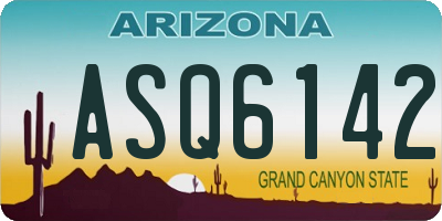 AZ license plate ASQ6142