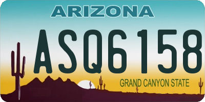 AZ license plate ASQ6158