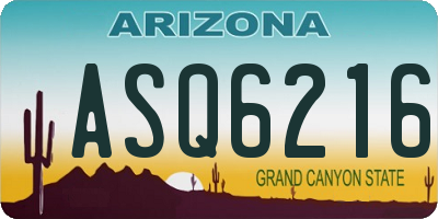 AZ license plate ASQ6216