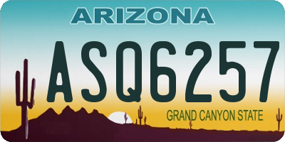 AZ license plate ASQ6257