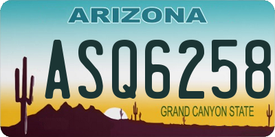 AZ license plate ASQ6258