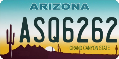 AZ license plate ASQ6262