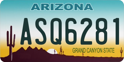AZ license plate ASQ6281