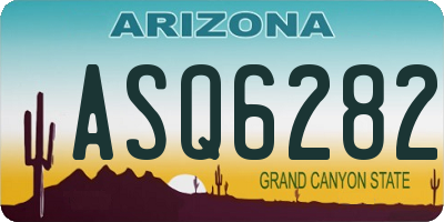 AZ license plate ASQ6282