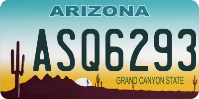 AZ license plate ASQ6293