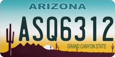 AZ license plate ASQ6312