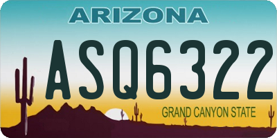 AZ license plate ASQ6322