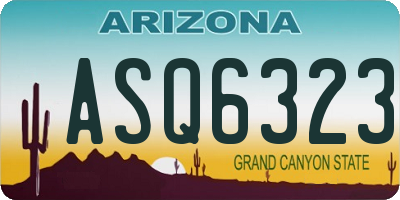 AZ license plate ASQ6323