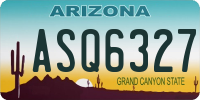 AZ license plate ASQ6327