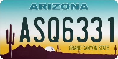 AZ license plate ASQ6331