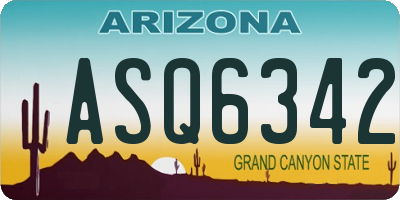 AZ license plate ASQ6342