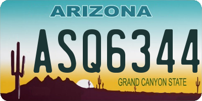 AZ license plate ASQ6344
