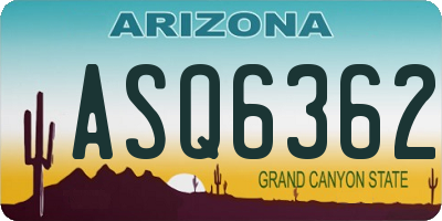 AZ license plate ASQ6362