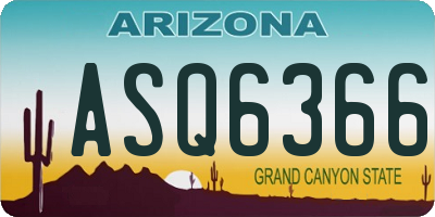 AZ license plate ASQ6366
