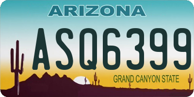 AZ license plate ASQ6399