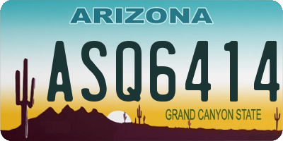 AZ license plate ASQ6414