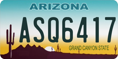 AZ license plate ASQ6417