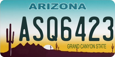 AZ license plate ASQ6423
