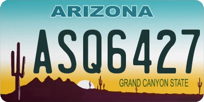 AZ license plate ASQ6427