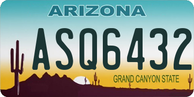 AZ license plate ASQ6432
