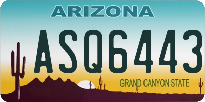 AZ license plate ASQ6443