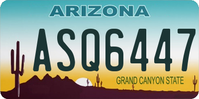 AZ license plate ASQ6447