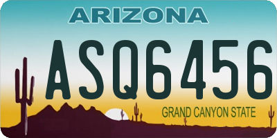 AZ license plate ASQ6456