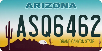 AZ license plate ASQ6462