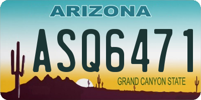 AZ license plate ASQ6471