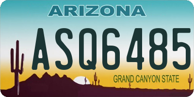 AZ license plate ASQ6485