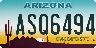 AZ license plate ASQ6494