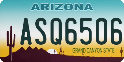 AZ license plate ASQ6506