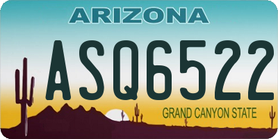 AZ license plate ASQ6522