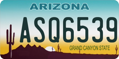 AZ license plate ASQ6539