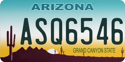AZ license plate ASQ6546