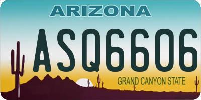 AZ license plate ASQ6606
