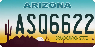AZ license plate ASQ6622
