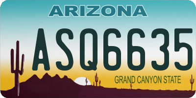 AZ license plate ASQ6635