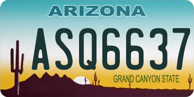 AZ license plate ASQ6637
