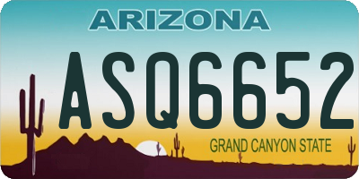 AZ license plate ASQ6652