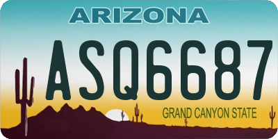AZ license plate ASQ6687