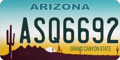 AZ license plate ASQ6692