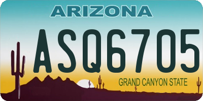 AZ license plate ASQ6705