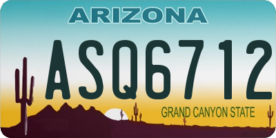 AZ license plate ASQ6712